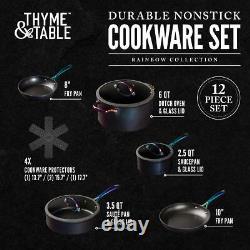Thyme And Table 12 Piece Cookware Set Rainbow Durable Stainless Steel Induction