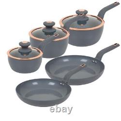 Tower Cavaletto Grey & Rose Gold 5 Piece Pan Set Kitchen Cookware 5 Yr Guarantee