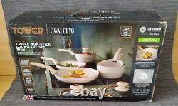 Tower Cavaletto Pink & Rose Gold 5 Piece Pan Set Kitchen Cookware