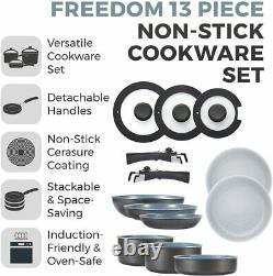 Tower Freedom 13 Piece Cookware Set with Ceramic Coating, Stackable