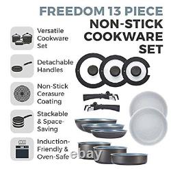 Tower Freedom T800200 13 Piece Cookware Set with Ceramic Coating, Stac