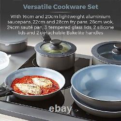 Tower Freedom T800200 13 Piece Cookware Set with Ceramic Non-Stick Coating Grey