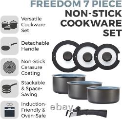 Tower Freedom T800201 7 Piece Cookware Set with Ceramic Coating, Stackable