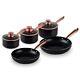 Tower Linear Cookware Set 5 Piece, Non-stick, Stainless Steel, Black T800140rb