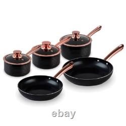 Tower Linear Cookware Set 5 Piece, Non-Stick, Stainless Steel, Black T800140RB