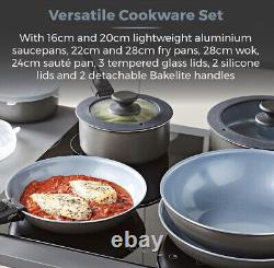 Tower T800200 13 Piece Cookware Set With Ceramic Coating Detachable Handles