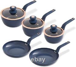 Tower T800232MNB Cavaletto 5 Piece Cookware Set, Midnight Blue & Rose Gold