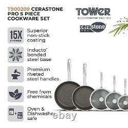 Tower T900209 Cerastone Pro 5 Piece Cookware Set, Non-Stick, Graphite