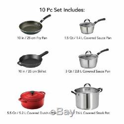 Tramontina 10-piece Ultimate Cookware Set Stainless Steel, Enamel & Cast Iron