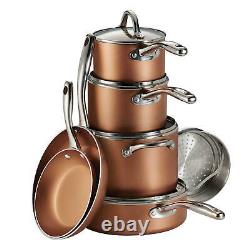 Tramontina, 11-Piece Nonstick Cookware Pots Pans Lids Set (Choose Color)