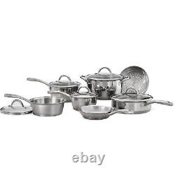 Tramontina 12-Piece Gourmet Tri-Ply Base Kitchen Cookware Set Stainless Steel