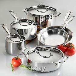 Tramontina Gourmet 10 Piece Tri-Ply Clad Stainless Steel Cookware Set NEW