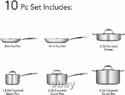 Tramontina Gourmet 10 Piece Tri-Ply Clad Stainless Steel Cookware Set NEW
