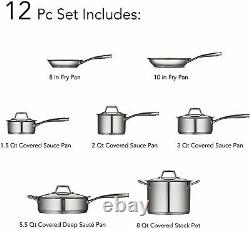 Tramontina Gourmet Prima Stainless Steel 12 Piece Cookware Set NEW