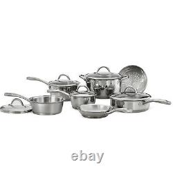 Tramontina Gourmet Stainless Steel Tri-Ply Base Cookware Set, 12 Piece NEW