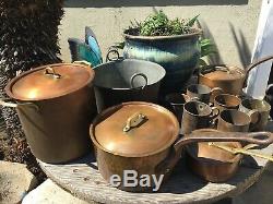 VTG LOT Williams Sonoma & Other Names Copper 11 Piece Pots & Pans Cookware Set