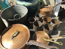 VTG LOT Williams Sonoma & Other Names Copper 11 Piece Pots & Pans Cookware Set