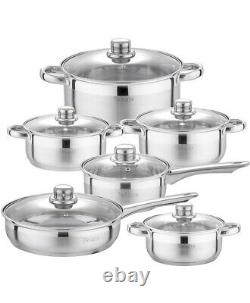 Velaze Cookware Set, (12-Piece) High Quality Stainless Steel Pot & Pan Sets