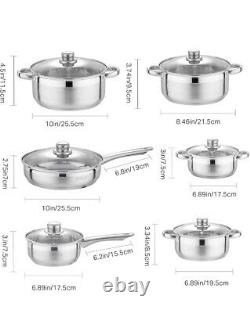 Velaze Cookware Set, (12-Piece) High Quality Stainless Steel Pot & Pan Sets