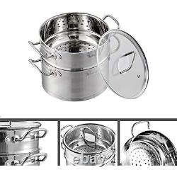 Velaze Cookware Set 14Pc Stainless Steel Pot&Pan Set Induction Safe With Glass lid