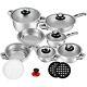 Velaze Pot & Pan Sets 16piece Stainless Steel Cookware Set Induction Safe Silver