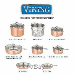 Viking 13-Piece Tri-Ply Copper Cookware Set