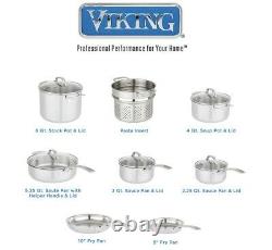 Viking 13-Piece Tri-Ply Stainless Cookware Set Free Shipping. New