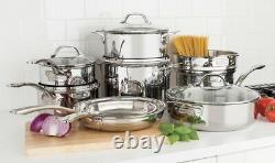 Viking 13 piece Tri-Ply Stainless Steel Cookware Set Glass Lids Mirror Finish