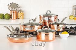 Viking Copper Clad 3-Ply Hammered 10 Piece Cookware Set