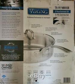 Viking Professional 13-Piece Stainless Steel 13pc Tri-Ply Cookware Set NEW