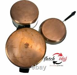 Vintage 16 Piece Revere Ware Copper Bottom Cookware Set Stock Pot Pans Lids
