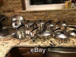 Vintage 20 Piece Revere Ware Copper Bottom Stainless 1801 Pre 1968 Cookware Set