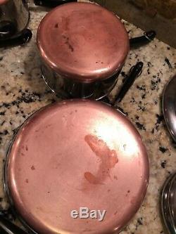 Vintage 20 Piece Revere Ware Copper Bottom Stainless 1801 Pre 1968 Cookware Set