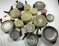 Vintage Club Olive Green Aluminum Cookware 14 Piece Set of Pots and Pans & Lids