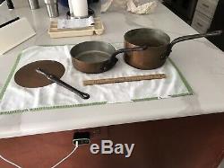 Vintage E Dehillerin Hammered Copper Sauce Pan 3 pieces set