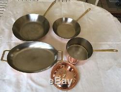 Vintage Paul Revere Ware Copper -5 pieces set 3 Skillets & 1 Saucepan -1970 S