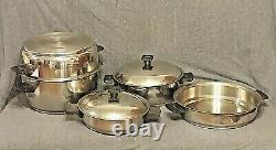 Vintage Rena-ware Cookware Set 7 Piece Set Stainless Steel 5 Pans, 2 Lids Dome