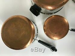 Vintage Revere Ware 5 Piece Set Stainless Steel Copper Bottom 1801 Clinton ILL