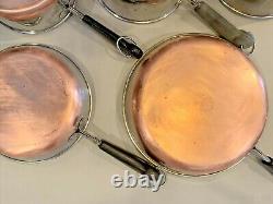 Vintage Revere Ware 8 Piece Set Skillets Sauce Pans Stock Pot