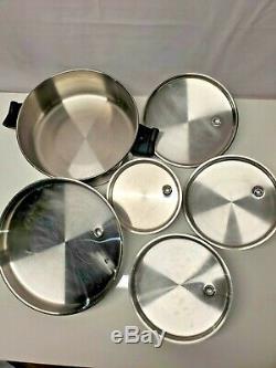 Vintage Saladmaster Stainless Steel 18-8 Tri-Clad Cookware Set-13 Pieces-Vapolid