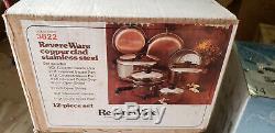 Vintage USA NOS Revere Ware Copper Clad HUGE 12 Piece Set #3822 NEW