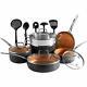 Vonshef 11 Piece Copper Pan Set Non Stick Aluminium Cookware Set With Pans & U