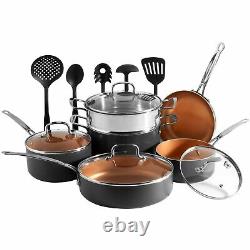 VonShef 11 Piece Copper Pan Set Non Stick Easy Clean Aluminium Cookware Set