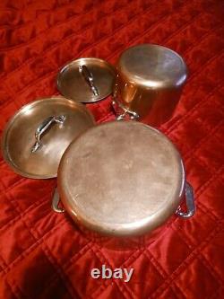 Vtg All Clad Copper Cookware Set Stainless Steel 4 Piece, Saucepan Lids