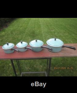 Vtg Club Turquoise Aqua Blue Aluminum 14 Piece Cookware Set Roaster Dutch Pans