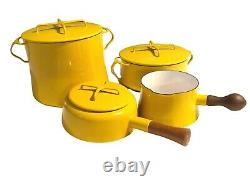 Vtg. Set of Dansk 1HQ Yellow Enameled Kobenstyle Cookware, 7 Pieces