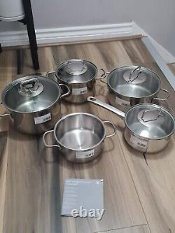 WMF Cookware Set 5-Pieces Provence Plus Pouring Rim Glass Lid Cromargan