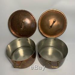 10 Piece Vintage Fantuzzi Batterie De Cuisine En Cuivre Set Pots Casseroles Poignée En Laiton