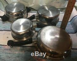Acier Inoxydable Vintage Saladmaster T304s 8 Piece Cookware Set 4 Pots Avec Couvercles
