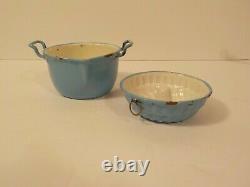 Antique Child’s Blue Enamelware / Graniteware 6-piece Cookware Set